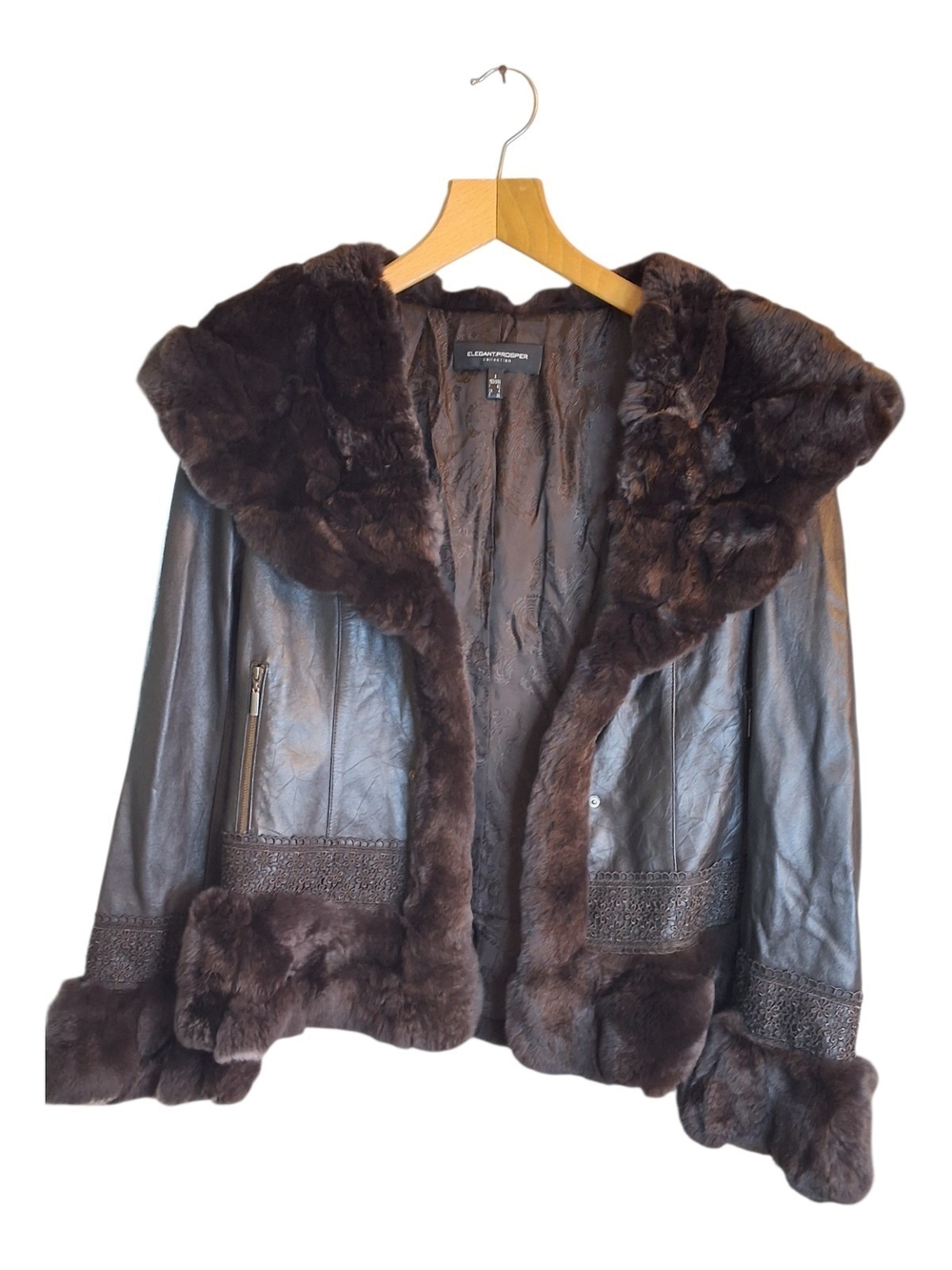 Elegant Prosper Sheep Leather Rexrabbit Fur Short Coat Small